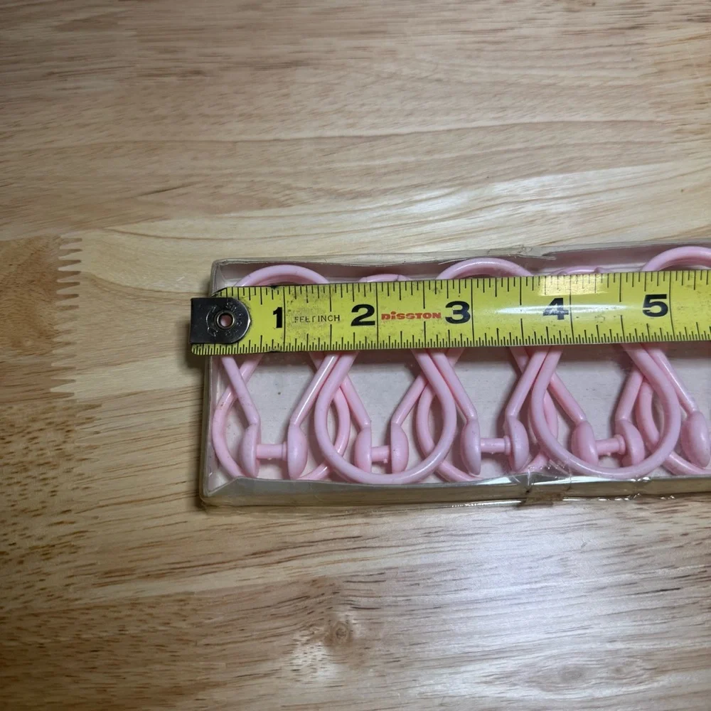 VTG Retro Pink Plastic Shower Curtain Hooks Rings MCM Barbiecore Bathroom Vanity